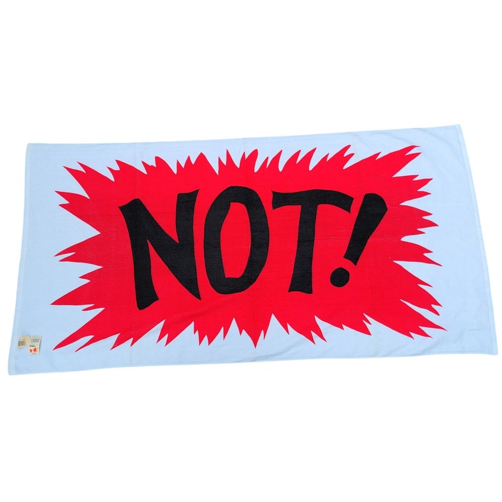 Vintage R.A. Briggs NOT! Graphic Beach Towel 90s Pop Culture White Red Cotton